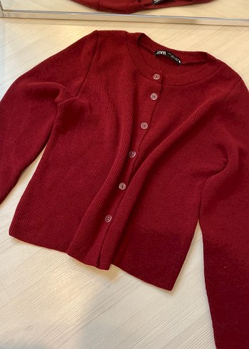 Zara Bordo Düğmeli Kadın Hırka