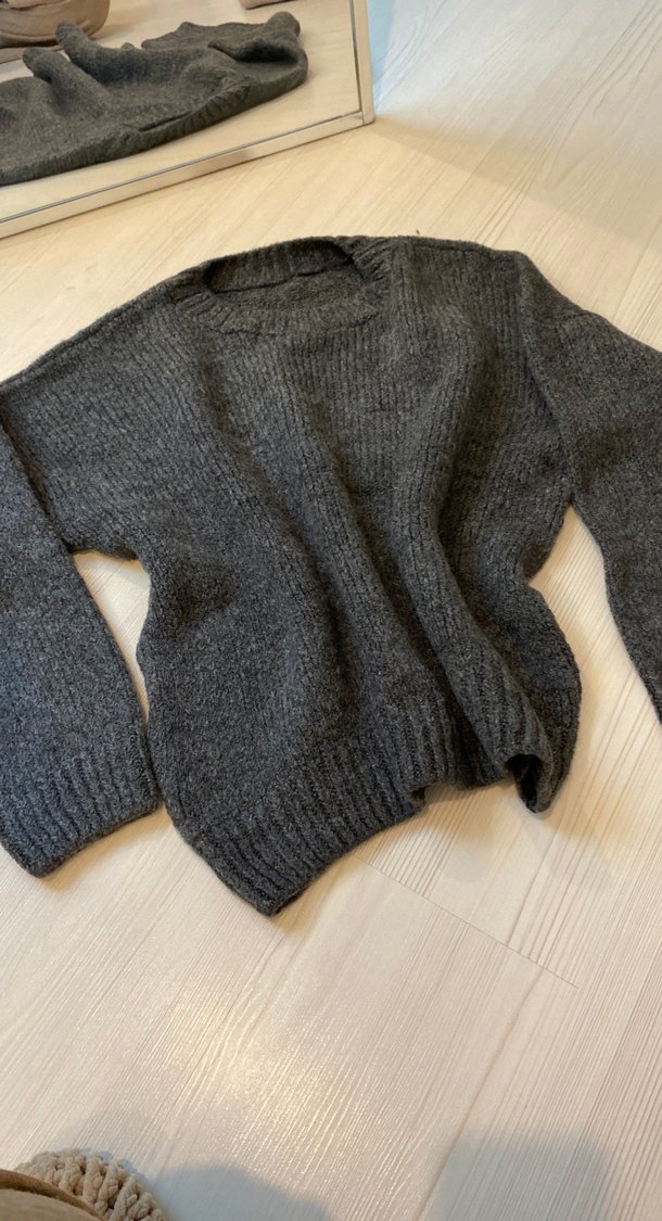 Gri Basic Kadın Triko Kazak - Görsel 2