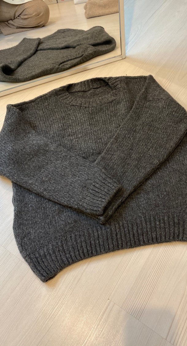 Gri Basic Kadın Triko Kazak - Görsel 3