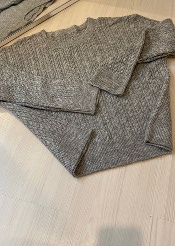 Gri Örgü Kadın Kazak - Görsel 4