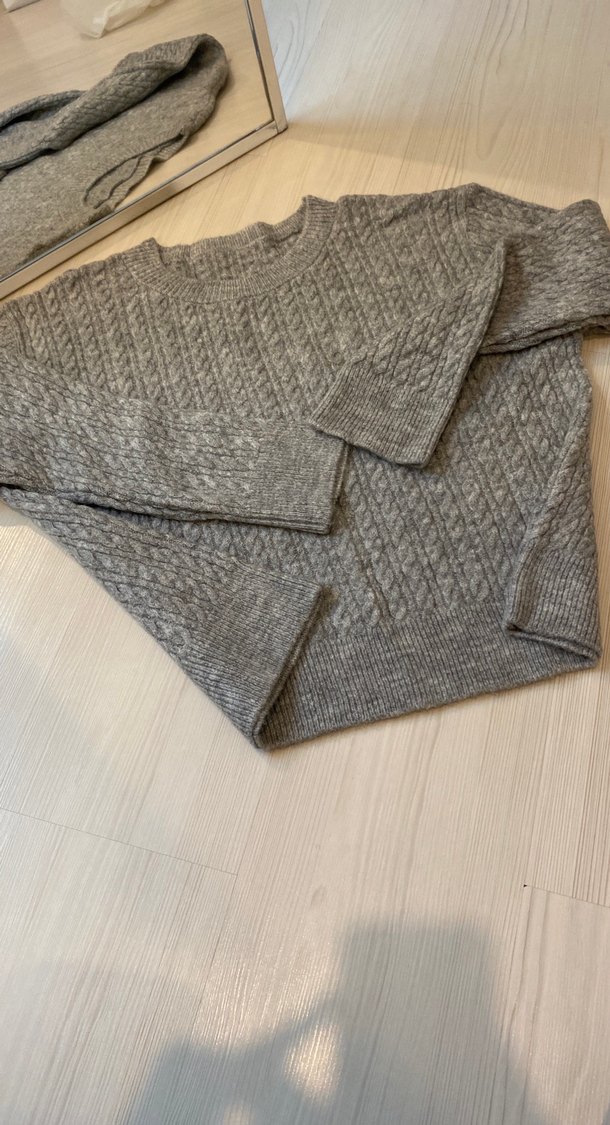 Gri Örgü Kadın Kazak - Görsel 4