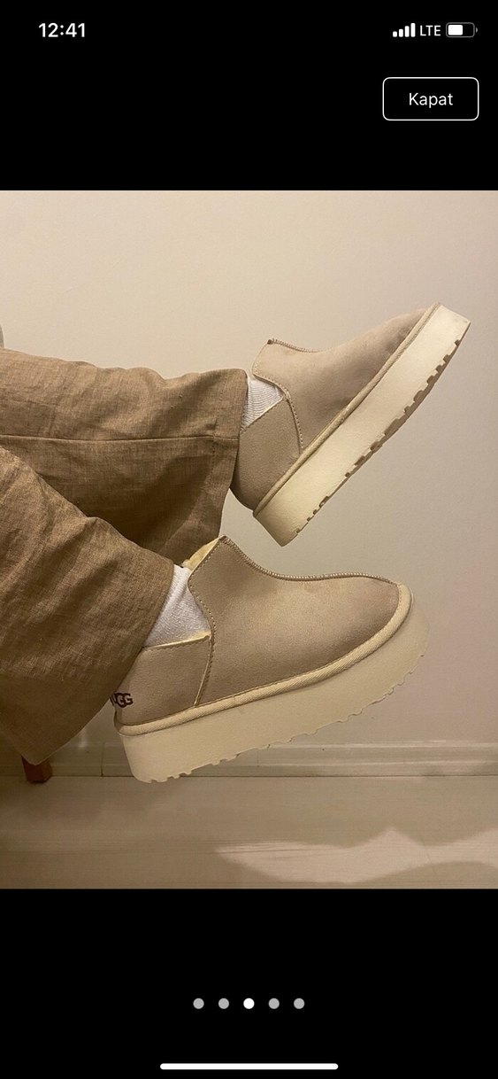 Bej Süet Platform Topuk Kadın Bot - Görsel 4