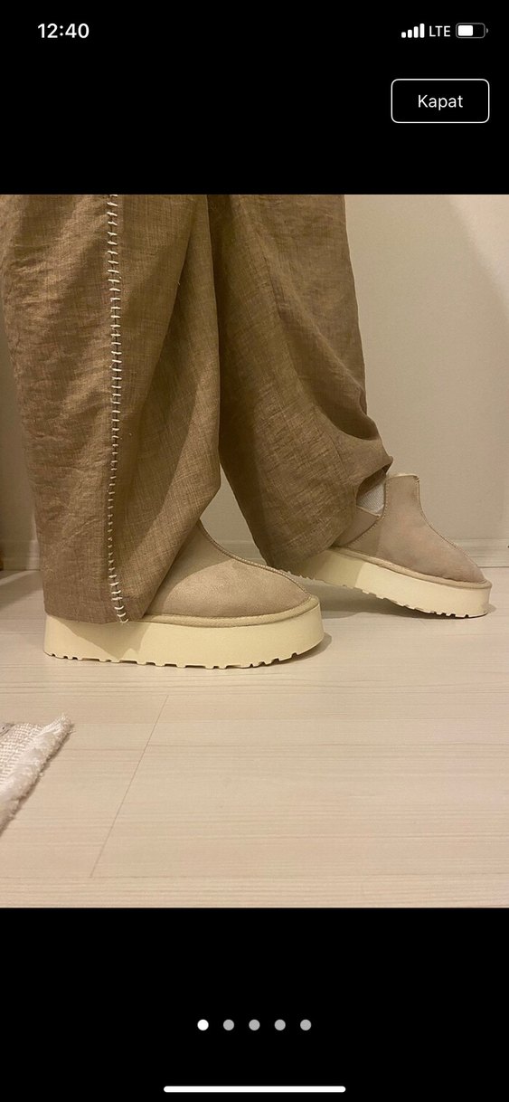 Bej Süet Platform Topuk Kadın Bot - Görsel 3