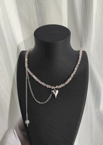 Accessorize İşlemeli Zincir Detaylı Pembe Midi Kolye