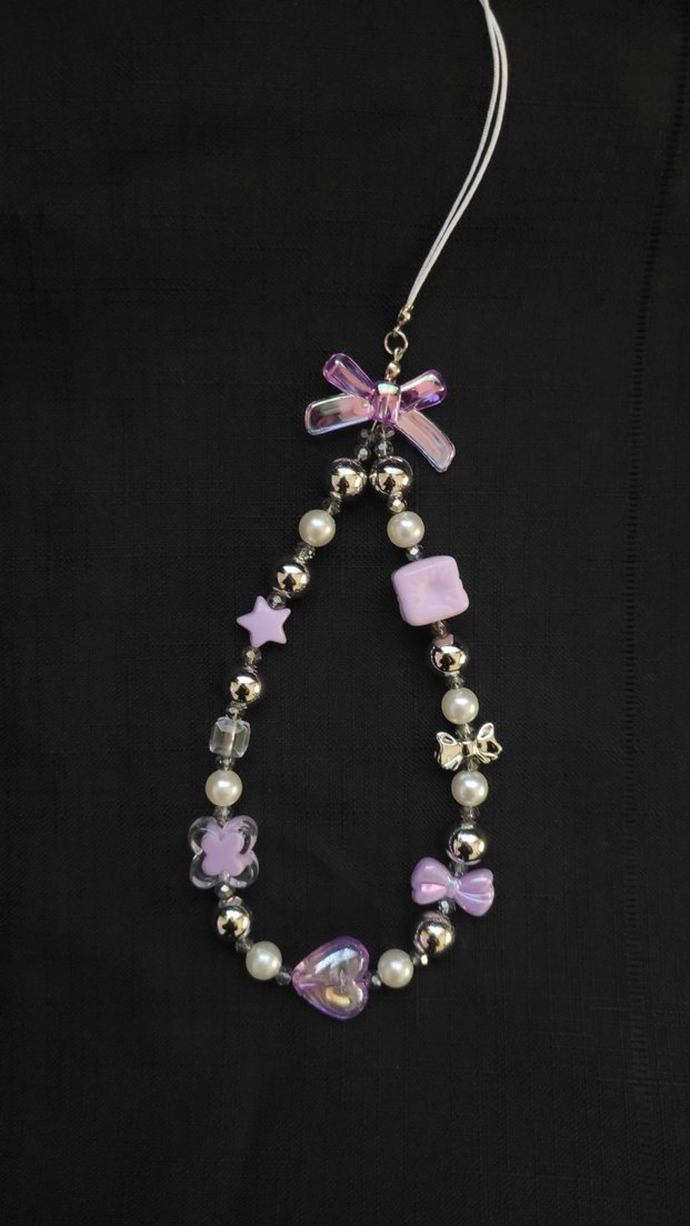 Mor Boncuklu Kadın telefon charmı - Görsel 2