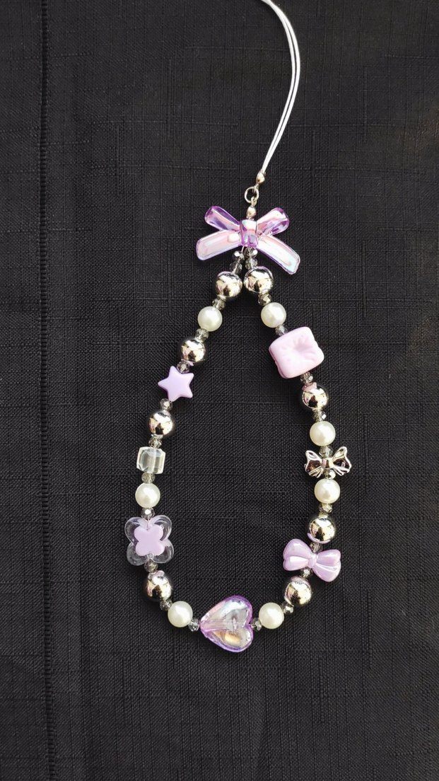 Mor detaylı telefon charmı - Görsel 3