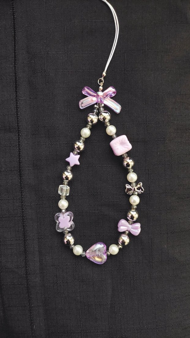 Mor detaylı telefon charmı - Görsel 2