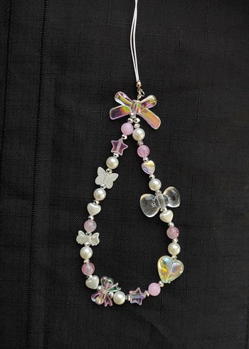 Pembe detaylı telefon charmı - Görsel 2