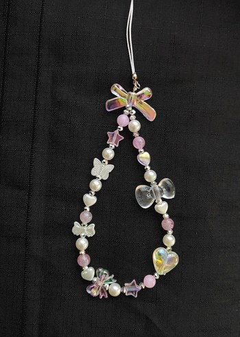 Pembe detaylı telefon charmı - Görsel 3