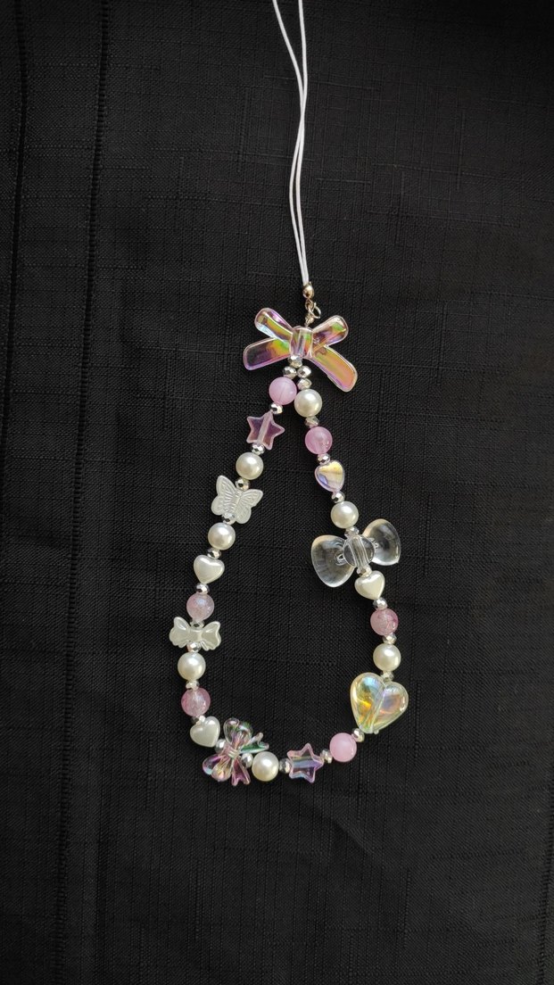 Pembe detaylı telefon charmı - Görsel 2