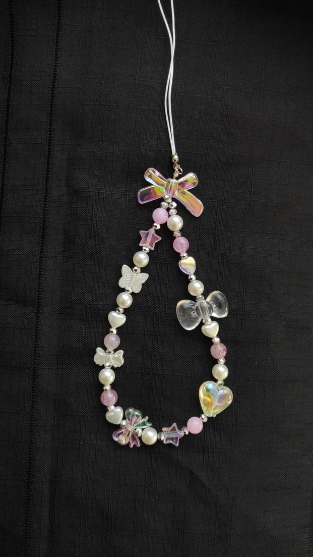 Pembe detaylı telefon charmı - Görsel 3