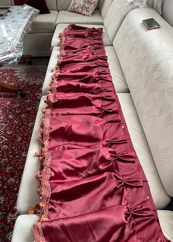 Antika Bordo İşlemeli Parlak perde farması - Görsel 4