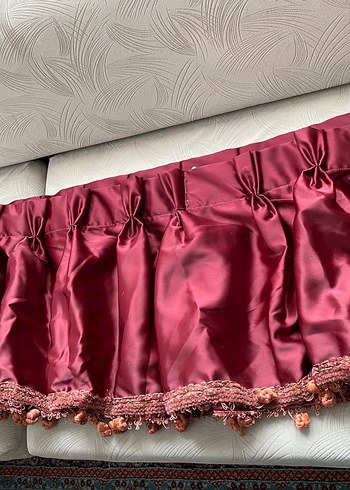 Antika Bordo İşlemeli Parlak perde farması - Görsel 3