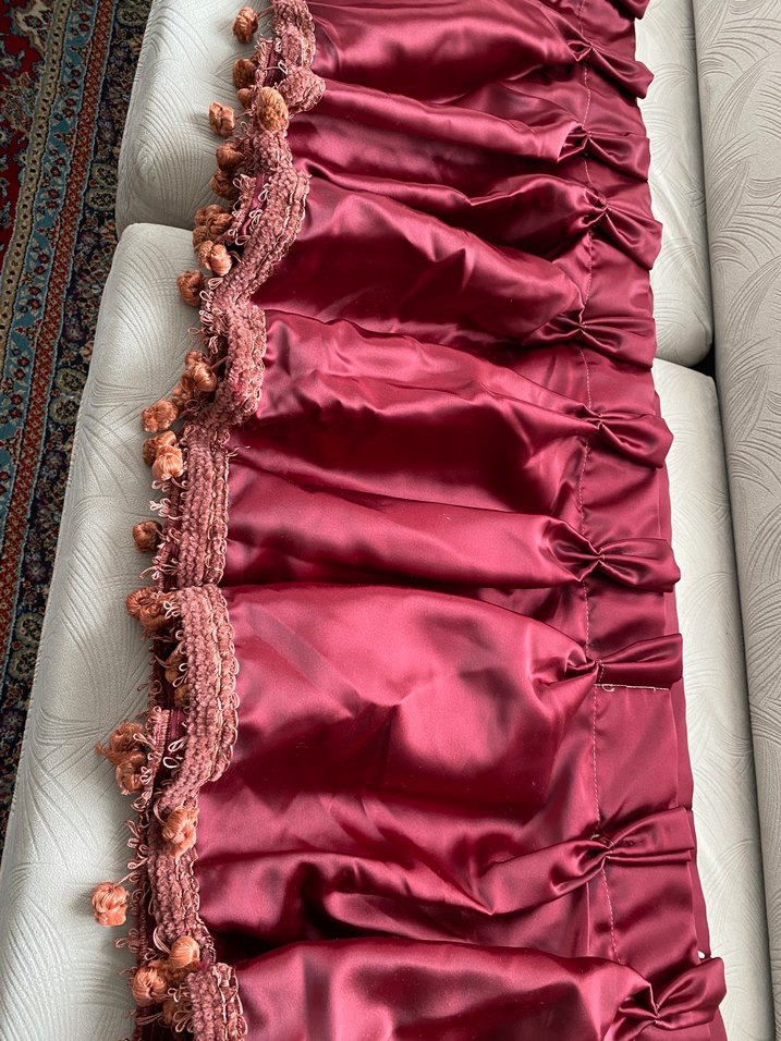 Antika Bordo İşlemeli Parlak perde farması - Görsel 5