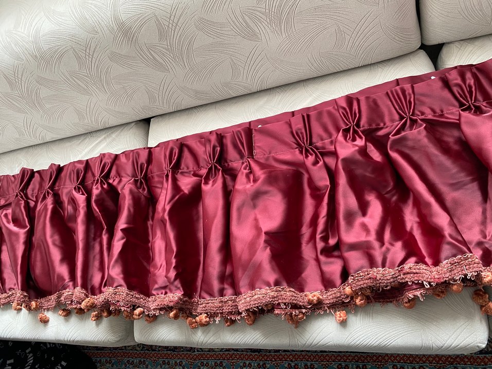 Antika Bordo İşlemeli Parlak perde farması - Görsel 3