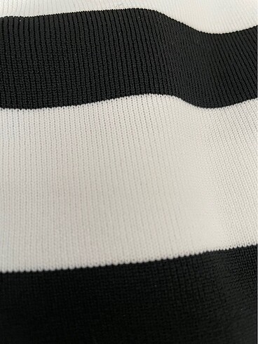 Coool Fitted Çizgi Desenli 0 Pamuk Crop Atlet Siyah Beyaz - Görsel 5