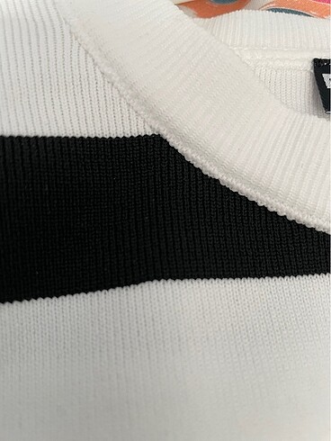 Coool Fitted Çizgi Desenli 0 Pamuk Crop Atlet Siyah Beyaz - Görsel 6