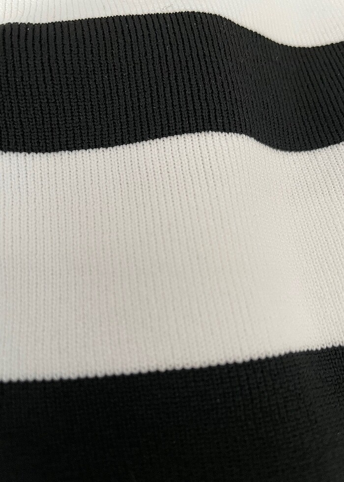 Coool Fitted Çizgi Desenli 0 Pamuk Crop Atlet Siyah Beyaz - Görsel 5