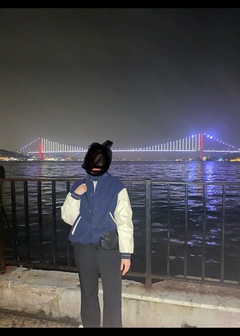 m Beden mavi Renk Düğmeli Mavi bomber Ceket