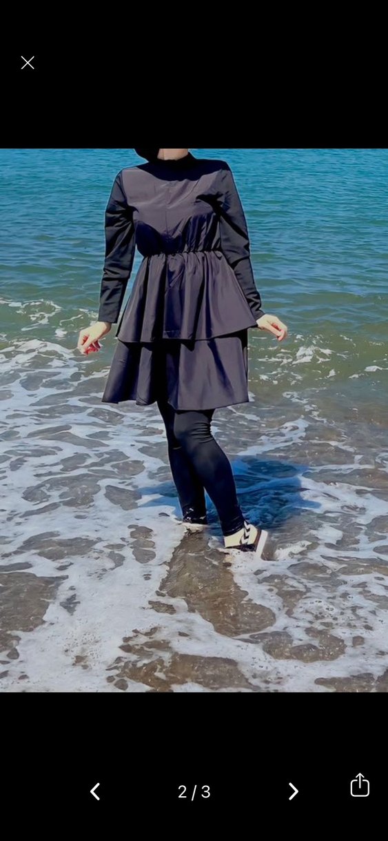 Uzun Kollu Siyah Kadın Mayo - Görsel 2