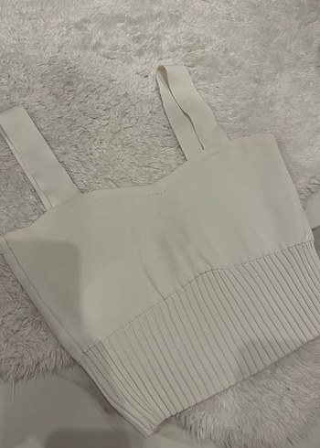 Beyaz Triko İnce Askılı Mini Atlet