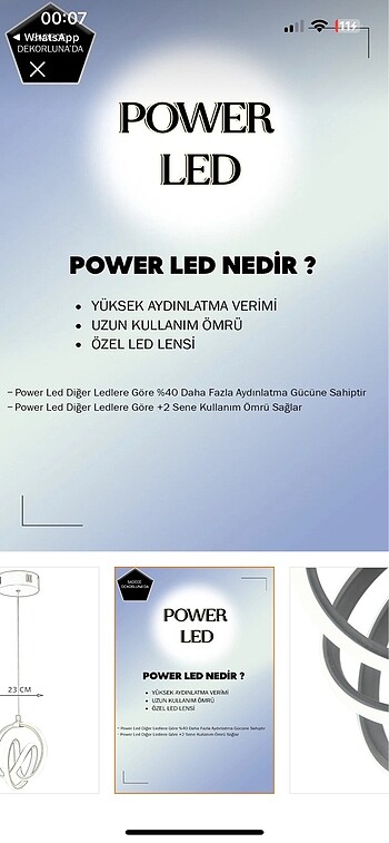 Beden siyah Renk Siyah Sarkık Led Avize