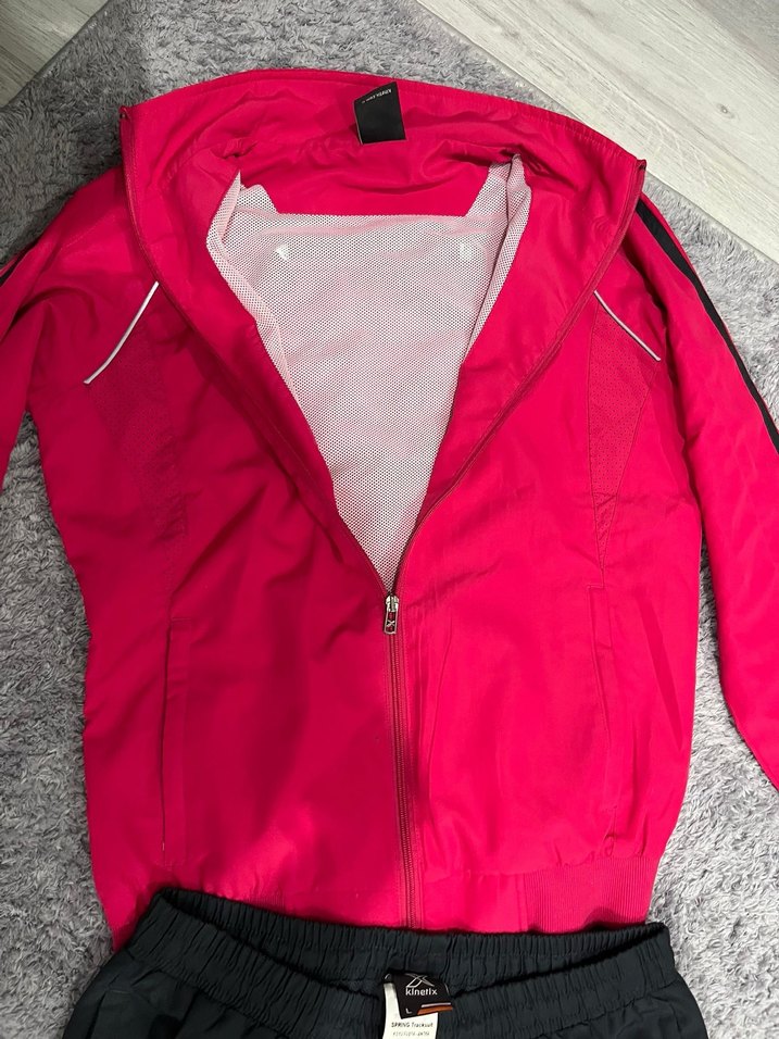 Fermuarlı Pembe Üst ve Siyah Alt Kadın Eşofman Takımı kinetix - Görsel 5