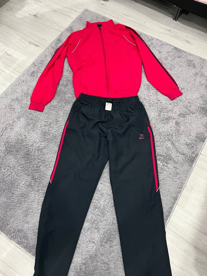 Fermuarlı Pembe Üst ve Siyah Alt Kadın Eşofman Takımı kinetix - Görsel 3