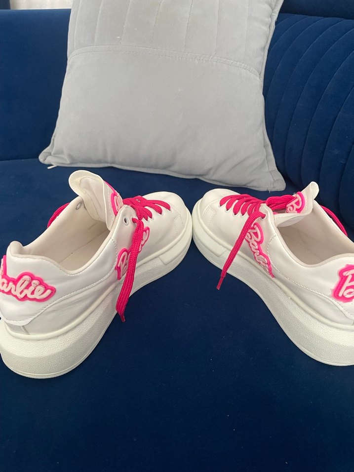 Pembe Barbie Platform Topuklu Spor Ayakkabı - Görsel 5