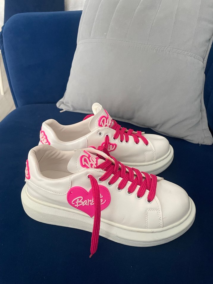Pembe Barbie Platform Topuklu Spor Ayakkabı - Görsel 4