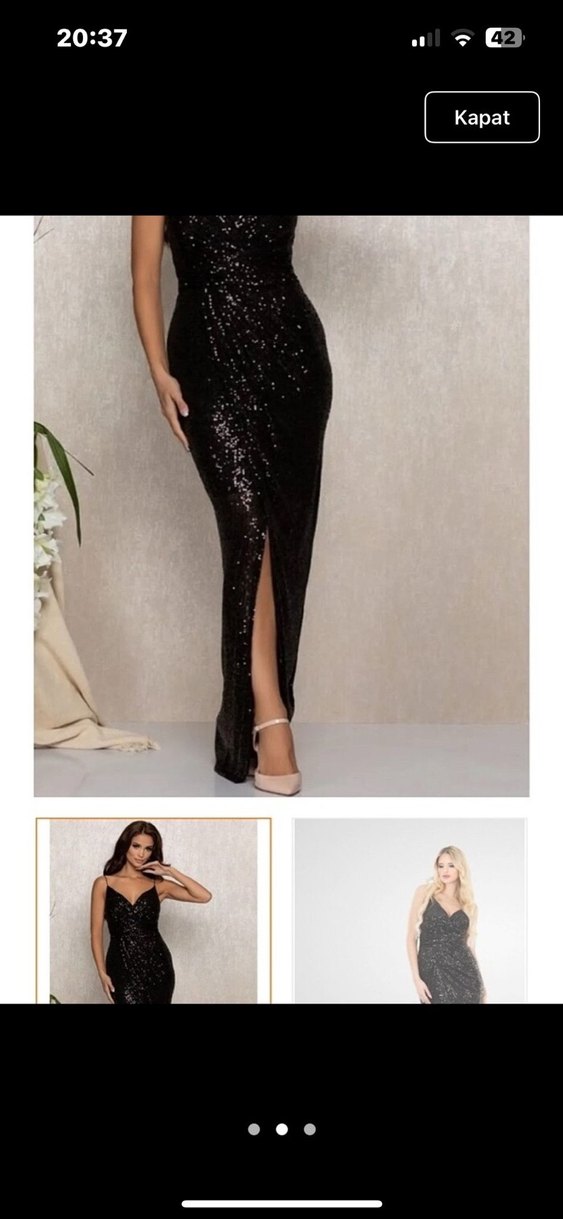 Siyah Yılan Desenli Uzun Drapeli Abiye Elbise - Görsel 2