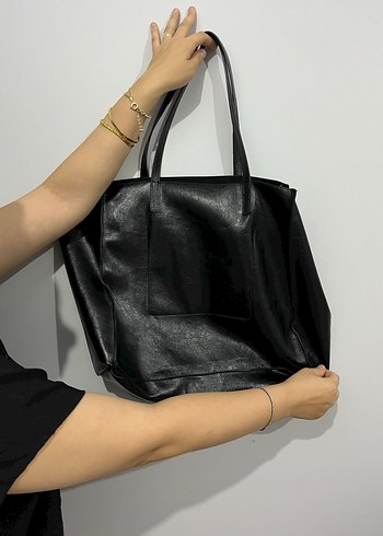 Siyah Deri Kadın Omuz Çantası - Görsel 2