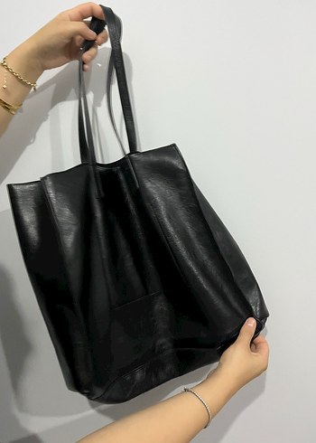 Siyah Deri Kadın Omuz Çantası - Görsel 6