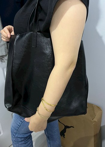 Siyah Deri Kadın Omuz Çantası - Görsel 3
