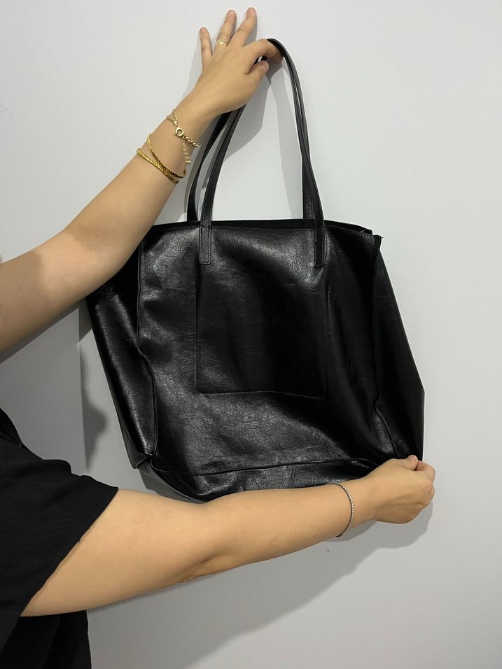 Siyah Deri Kadın Omuz Çantası - Görsel 2