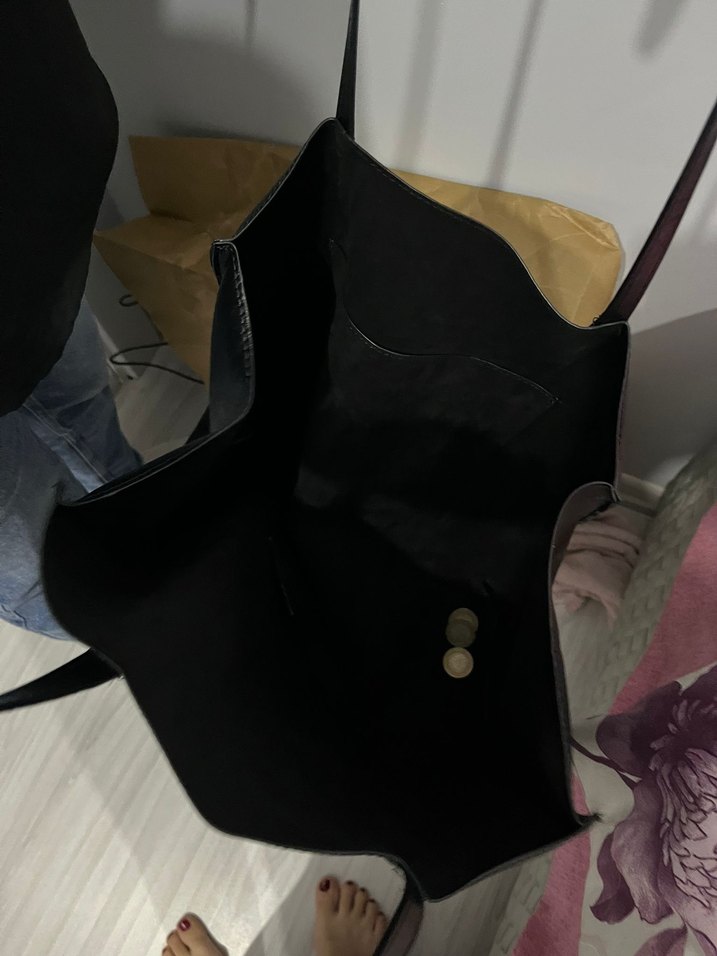 Siyah Deri Kadın Omuz Çantası - Görsel 5