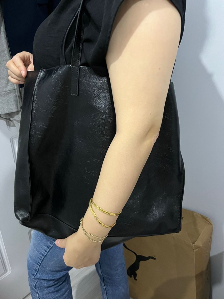 Siyah Deri Kadın Omuz Çantası - Görsel 3