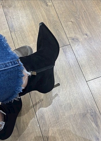 Gri Denim Stiletto Topuklu Bot - Görsel 3