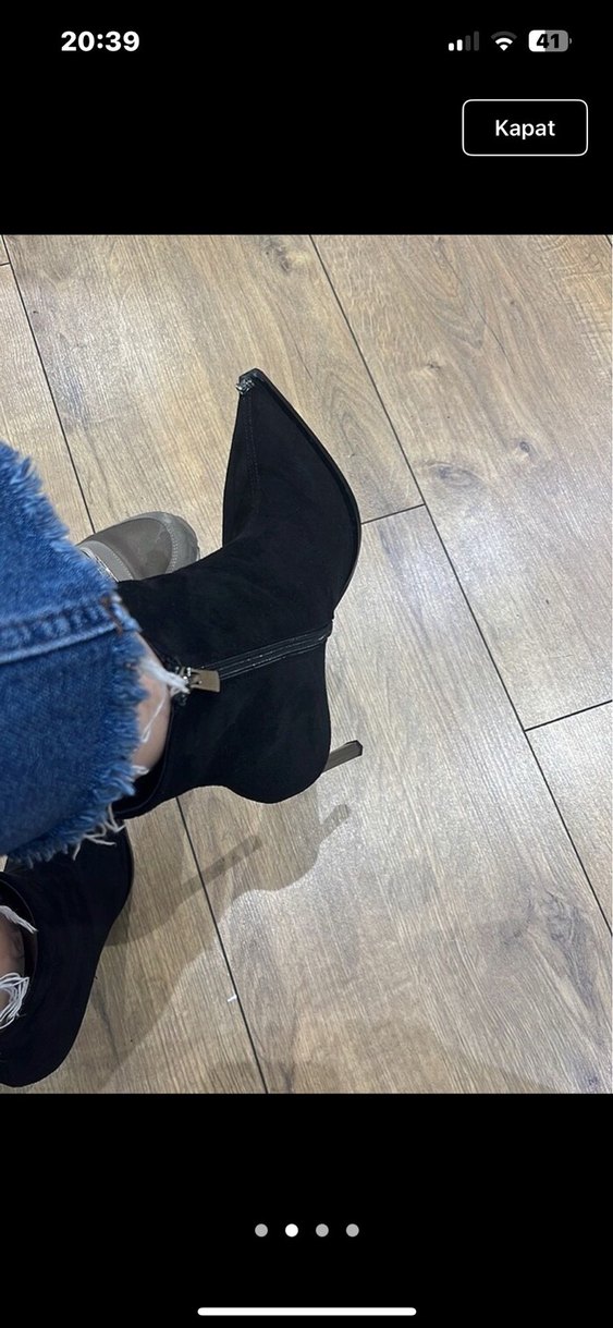 Gri Denim Stiletto Topuklu Bot - Görsel 4