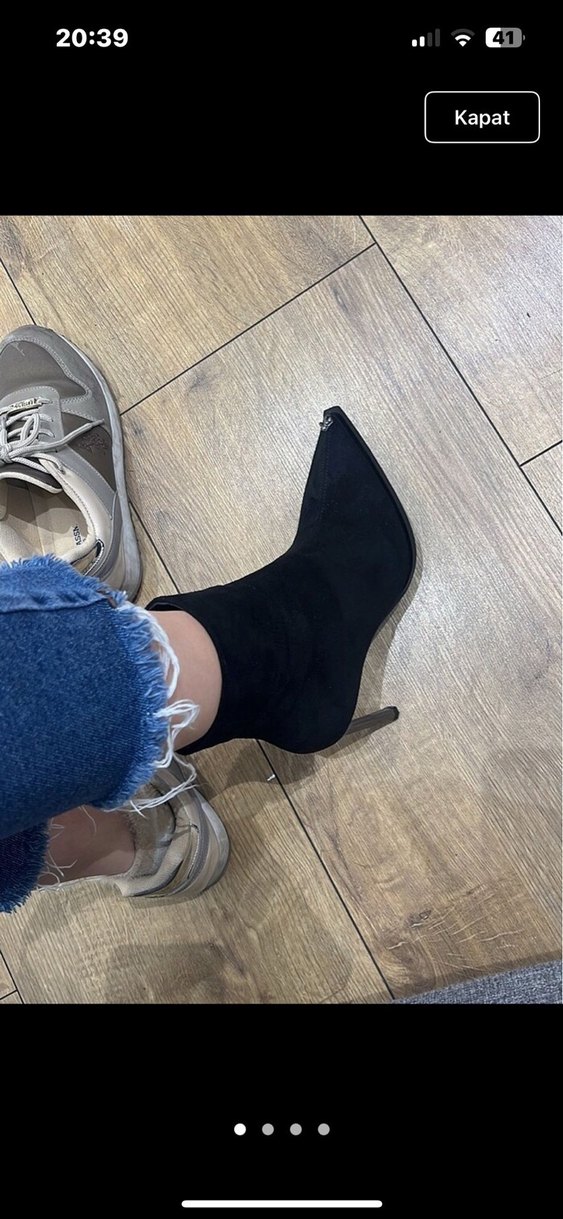 Gri Denim Stiletto Topuklu Bot - Görsel 2