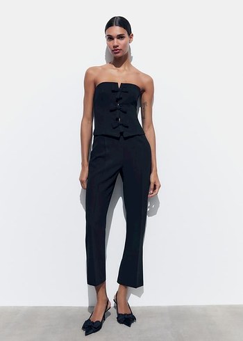 Straplez fiyonklu tulum Zara