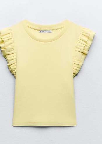 s Beden sarı Renk Fırfırlı top Zara
