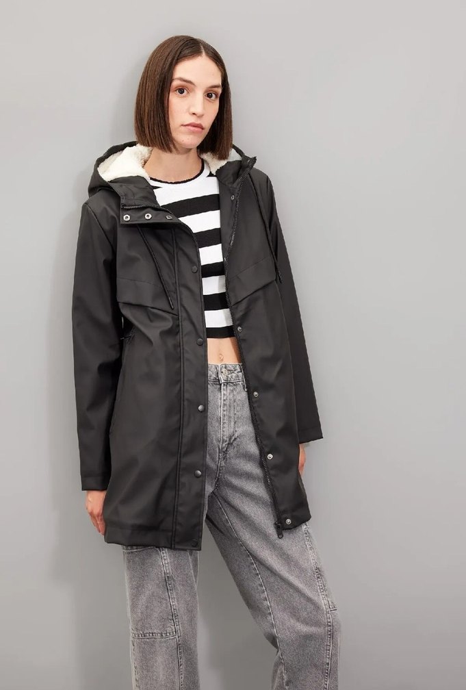 Suni deri polar astarlı yağmurluk - Görsel 3