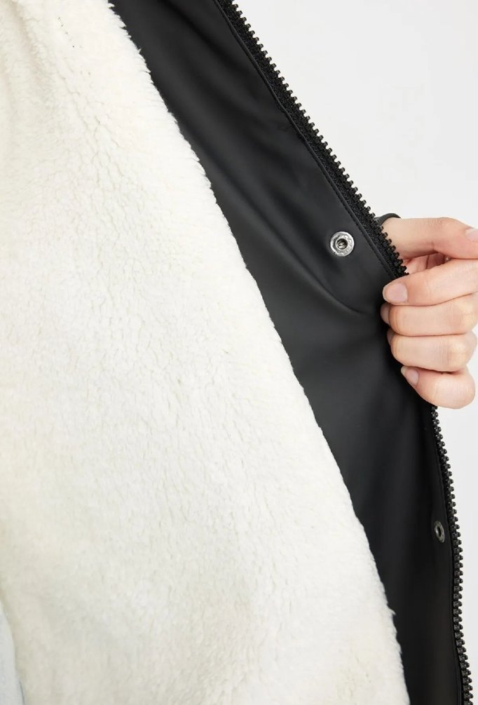 Suni deri polar astarlı yağmurluk - Görsel 5