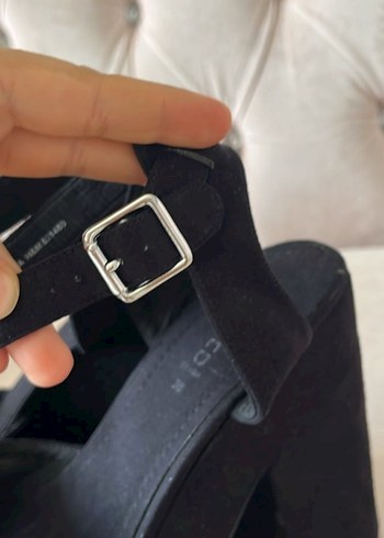 Siyah Süet Platform Topuklu Kadın Ayakkabı - Görsel 5