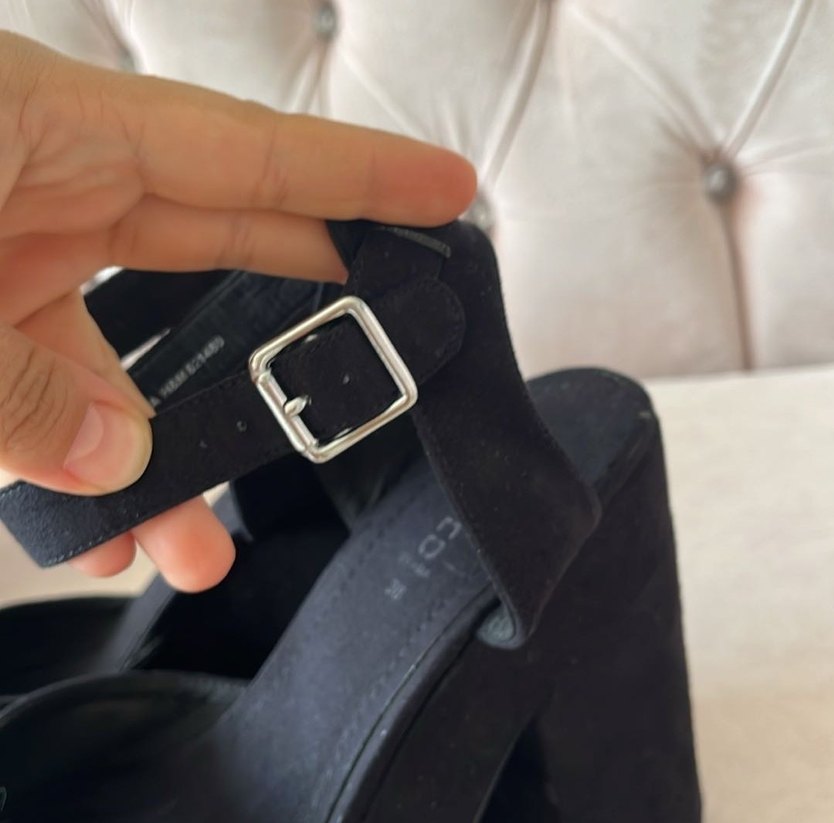 Siyah Süet Platform Topuklu Kadın Ayakkabı - Görsel 5