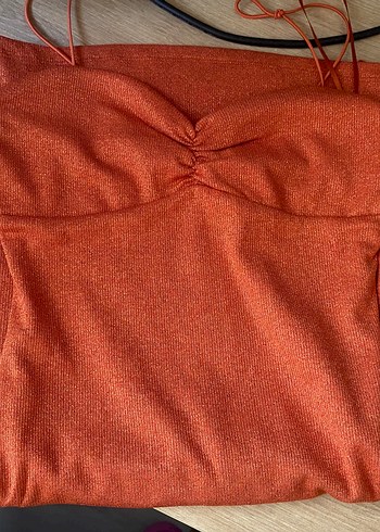 xs Beden Bershka Parlak Turuncu Mini Elbise