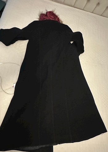 Kadın Siyah Uzun Kemerli Klasik Kaban - Görsel 3