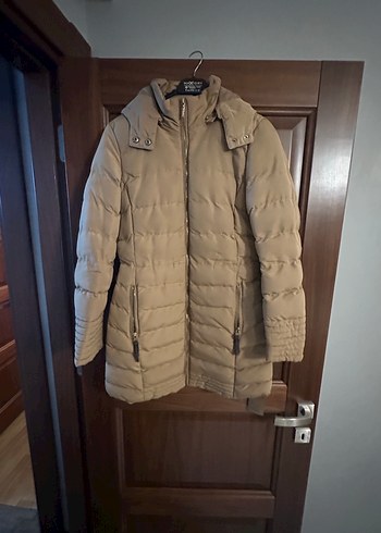 Düğmeli Beyaz Midi Kadın Kaban - Görsel 3