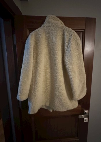 Düğmeli Beyaz Midi Kadın Kaban - Görsel 2